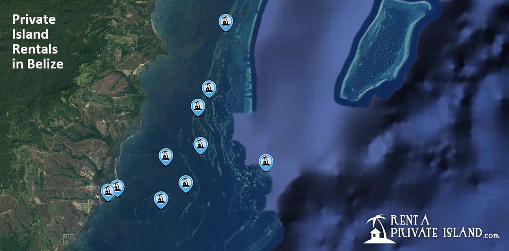 Belize private island resorts map